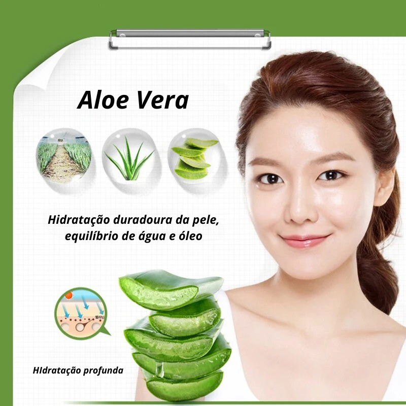 Kit Aloe Vera Cuidados Faciais - Gel Hidratante Para os Olhos e Creme Facial Antienvelhecimento