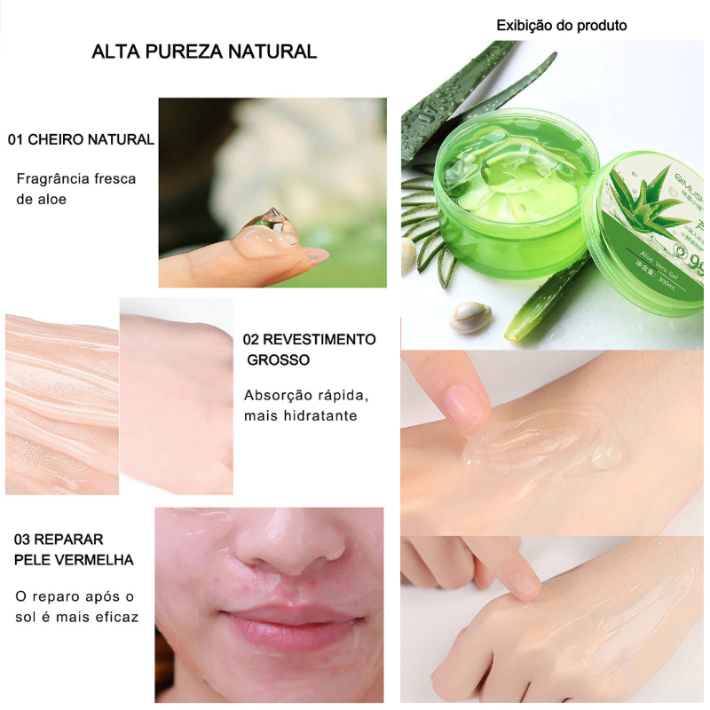 Gel Puro de Aloe Vera Calmante e Hidratante